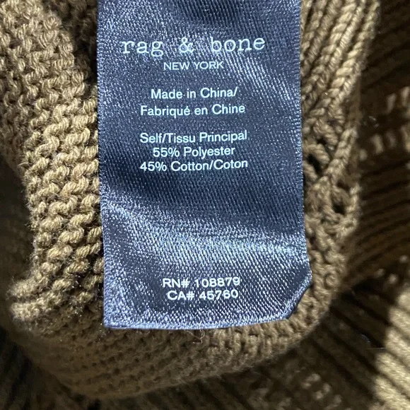 Rag & Bone Faye Sweater V Neck Pointelle Knit Military Olive Women’s Size M NWT - Picture 8 of 8